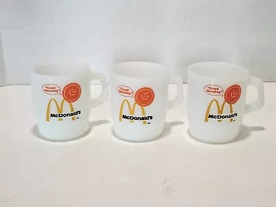 3 Vintage Anchor Hocking Fire King McDonald's Good Morning Milk Glass Coffee Mug • $29.99