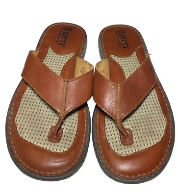 Born Men's Size 10M - Brown Whitman Leather Comfort Thong Sandals • $19.99