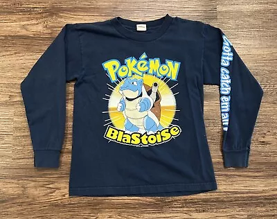 Vintage 1999 Nintendo Pokemon BLASTOISE Long Sleeve Blue T-Shirt Youth Large • $29.99