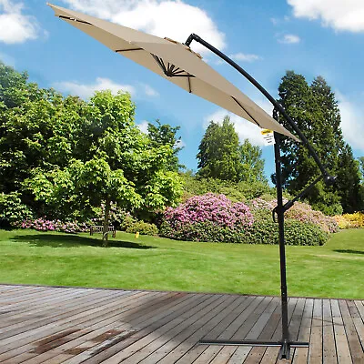 3m Cream Garden Parasol Sun Shade Patio Banana Cantilever Overhanging Umbrella • £59.99