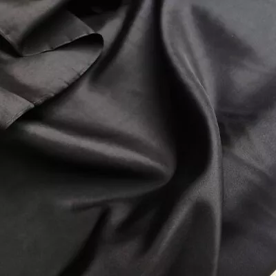 $15.79 • Buy 1 Yard Black Natural Silk Habutai Lining 100% Mulberry Silk Fabric Habotai