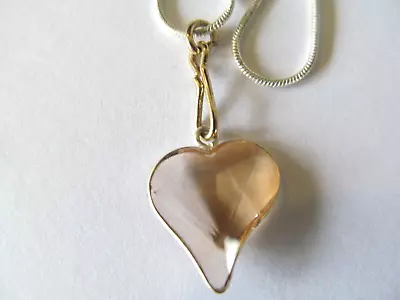 New Faceted Morganite Crystal Heart Designed Pendant Sterling Silver Necklace • $10