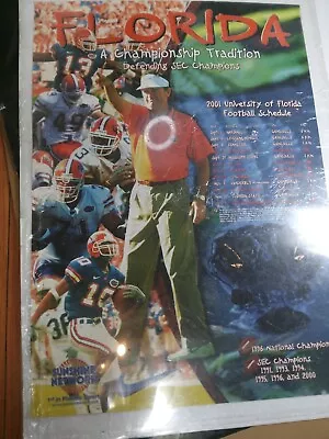 2001 Vintage Florida Gators Football Team Schedule Poster Rare UF Steve Spurrier • $15