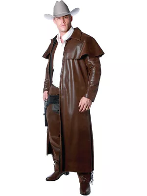 Men's Brown Cowboy Duster Costume Coat Large 42-46 • $45.98