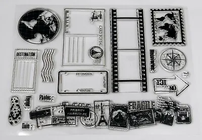 £3.99 • Buy Travel Themed Clear Stamps – Post Card, Film Strip, Stamps - BNIP - Free P&P