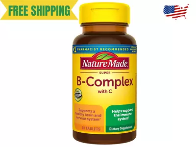 SUPER B-COMPLEX Vitamin C B1 B2 B3 B6 Folic Acid B12 Boost Energy Antioxidant • $8.07