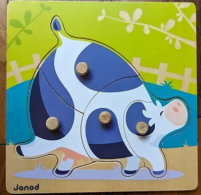 Lovely 4 Pieces Puzzle | Janod | My First Animals: COW (wood) • £10