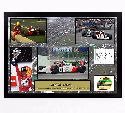 AYRTON SENNA SIGNED PRINT PHOTO POSTER  FRAMED F1 FORMULA ONE 1 Canvas • £19.99