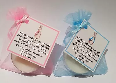 10 X Peter Rabbit CHRISTENING FAVOURS Vanilla Candle Tealights - Personalised • £6.99