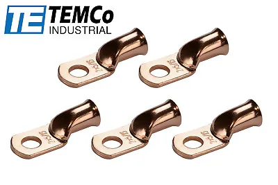 5 Lot 2 AWG 5/16  Hole Ring Terminal Lug Bare Copper Uninsulated Gauge • $7.35