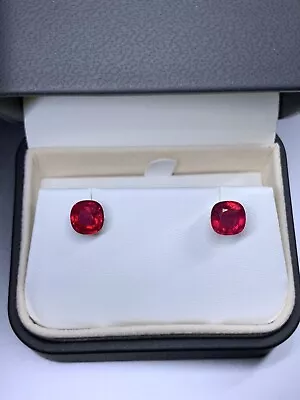 5.50ct Ruby Large Vivid Burma Studs Earrings 18ct White Gold • £1450