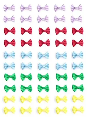 50 Pcs Mini Satin Bows Ribbon Vintage Soft Boutique Flower Bowknot For DIY Cr... • $11.88