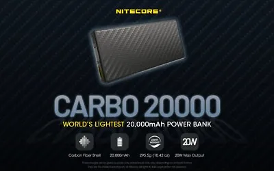 $168.99 • Buy Nitecore Carbo 20000 Lightweight 20000mAh Power Bank For Outdoor, QC PD Quick