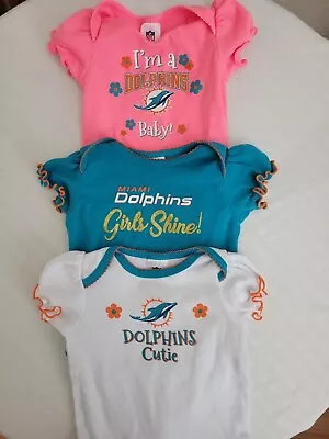 Miami Dolphins Baby Lot Onsies Excellent Condition! 0-3mo NFL Team Apparel • $15