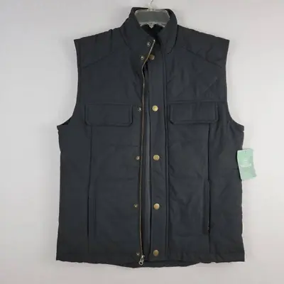 Magellan Hickory Canyon Vest Men's M Black Solid Quilted Pockets Zipper New • $30.09