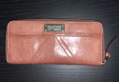 $35 • Buy MARC By MARC JACOBS Cow Leather Tan Zip Around Long Wallet Purse Card/Coin Case