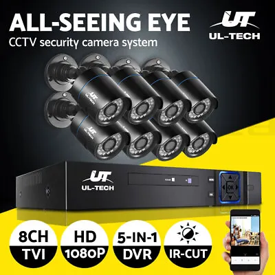 UL-tech CCTV Home System Security Camera 8CH DVR 1080P HD Outdoor IP Day Night • $211.95