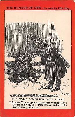 £3.60 • Buy Postcard Comic  The Humour Of Life Policeman Xmas Drunk  Help  Phil May