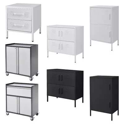 Lockable Office Storage Cupboard Metal Filing Cabinet Furniture W/Drawers &Door • £95.95