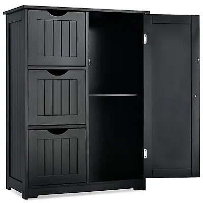 Storage Cabinet Bathroom Floor Cabinet Freestanding Storage Cupboard W/ 3 Drawer • £63.95