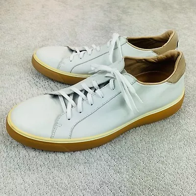 ECCO Street Tray Classic Sneaker Men Size 11 EU 45 White Leather Lace-Up Shoes • $39.95