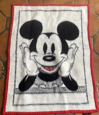 Vtg Walt Disney Co Mickey Mouse FACE Baby Blanket (ACRYL Velours) 37x28” • $24.99