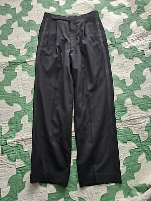 Antique Vintage 1930 Black Wool Tuxedo Pants Side Buckle 29 • $29.44