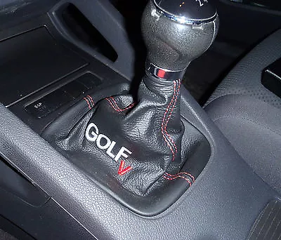 $21.39 • Buy VW Golf 5 Shift Boot With Embroidery Black Genuine Leather Custom