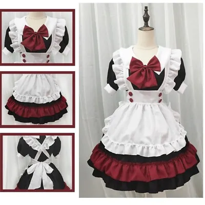 Lady Maid Dress Gothic Ruffle Waitress Cosplay Cute Lolita Halloween Costume • $34.75