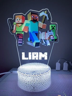 Personalized Minecraft  Birthday Gift Table Lamp Acrylic Night Light • $49.99