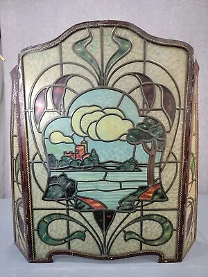 Vintage Fireplace Screen Tri Fold Tin Art Nouveau Rare Made In 1900-1912 • $225