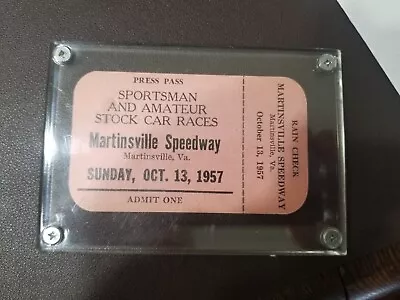 1957 Martinsville NASCAR Sportsman And Amateur Stock Car Races Ticket Press Stub • $44