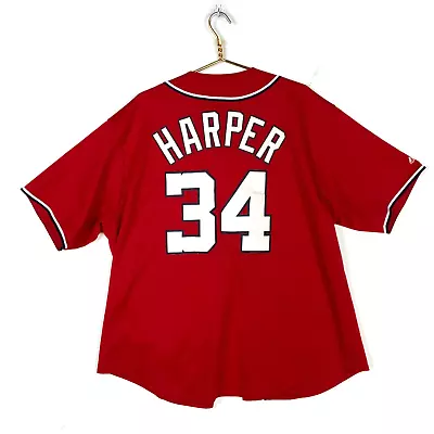 Bryce Harper #34 Washington Nationals Majestic Jersey 2XL Mlb Baseball • $38.24