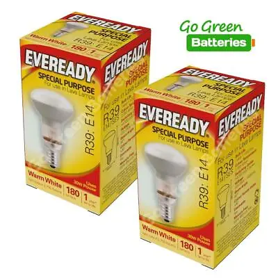 2 X Eveready Lava Lamp Bulb Reflector R39 E14 Screw In 30w Light Bulbs • £5.89