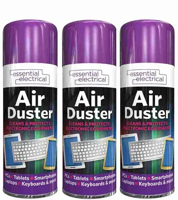 £8.95 • Buy 3 X Compressed Air Duster Spray Can Cleans Protects PC Laptops Keyboards 200ml