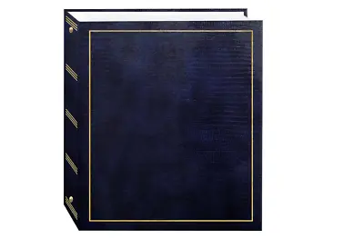 Magnetic Photo Album Self Stick Navy Blue 3 Ring Gift Refill 50 Sheets 100 Pages • $23.59