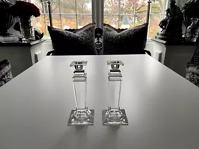 2  Restoration Hardware Rh 5.75  Crystal Taper Candle Candlestick Candle Holders • $38.90