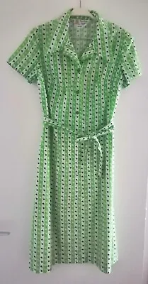 Vintage 60s 70s Horrockses Dress Flower Print Shirt Dress Chest 38  Green • £39.95