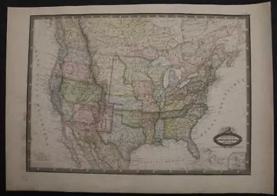 United States 1860 Garnier Unusuaò  Antique Original Colored Lithographic Map • $20