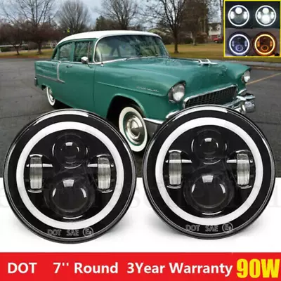 2X 7'' Round LED Headlights For 1953-1957 Chevrolet Bel Air/150/210 Impala Ford • $46.55