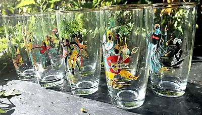 Vintage Tumbler Drinking Glass 50s 60s Dancers Musicians Cocktail Bar Rockabilly • £27