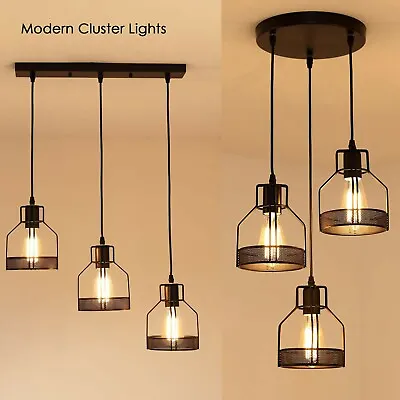 £45.89 • Buy Vintage Industrial Metal Ceiling Light Shade 3 Way Cluster Hanging Pendant Light