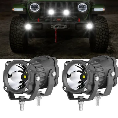 2 Pair 3  120W LED Round Driving Lights Hyper-Spot Bumper Offroad Truck Fog 4WD • $99.98