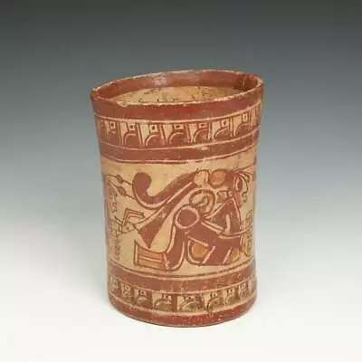 Pre-columbian Vessel Pseudoglyphs Painted Pottery Maya Culture 300 - 900 Ad  • $4895