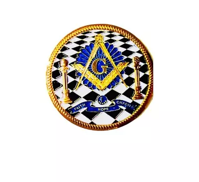 Masonic Checkered Floor Extra Large 3.5 Truck / Car Medallion Heavy Duty Emblem • $13.99