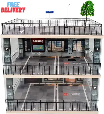 1:18 Scale 3-Tiers Model Car Display Case With Parking Lot Scene For Sports Car  • $96.44