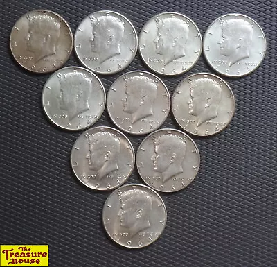 $5 Face 10x 1964 Kennedy Head HALF DOLLAR 50C 90% Silver Coins Philadelphia Mint • $78.77