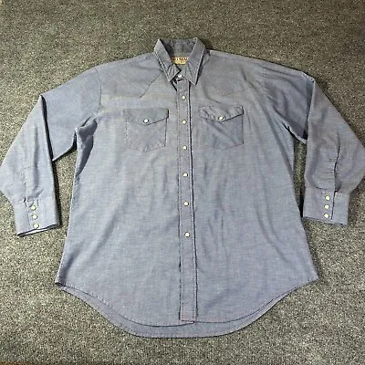 Vintage Big Mac Shirt Mens Extra Large Blue Pearl Snap Chambray Western Workwear • $24.98