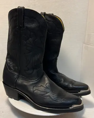 Durango Western Boots Men 10 EE Wide 44 TR750 Leather Black Cowboy Metal Tips • $53.06