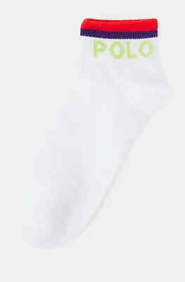 POLO RALPH LAUREN RL Womens White Tipped Ankle Socks | One Size UK 4-7 EU 37-41 • £11.95